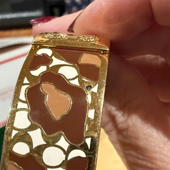 Coach Like New Gold and Brown Women's Bangle Bracelet - Picture 4 of 5